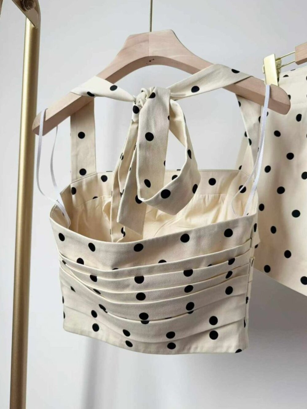 L'Academie Cream Polka Dot Crop Top and shorts set - Picture 8 of 10